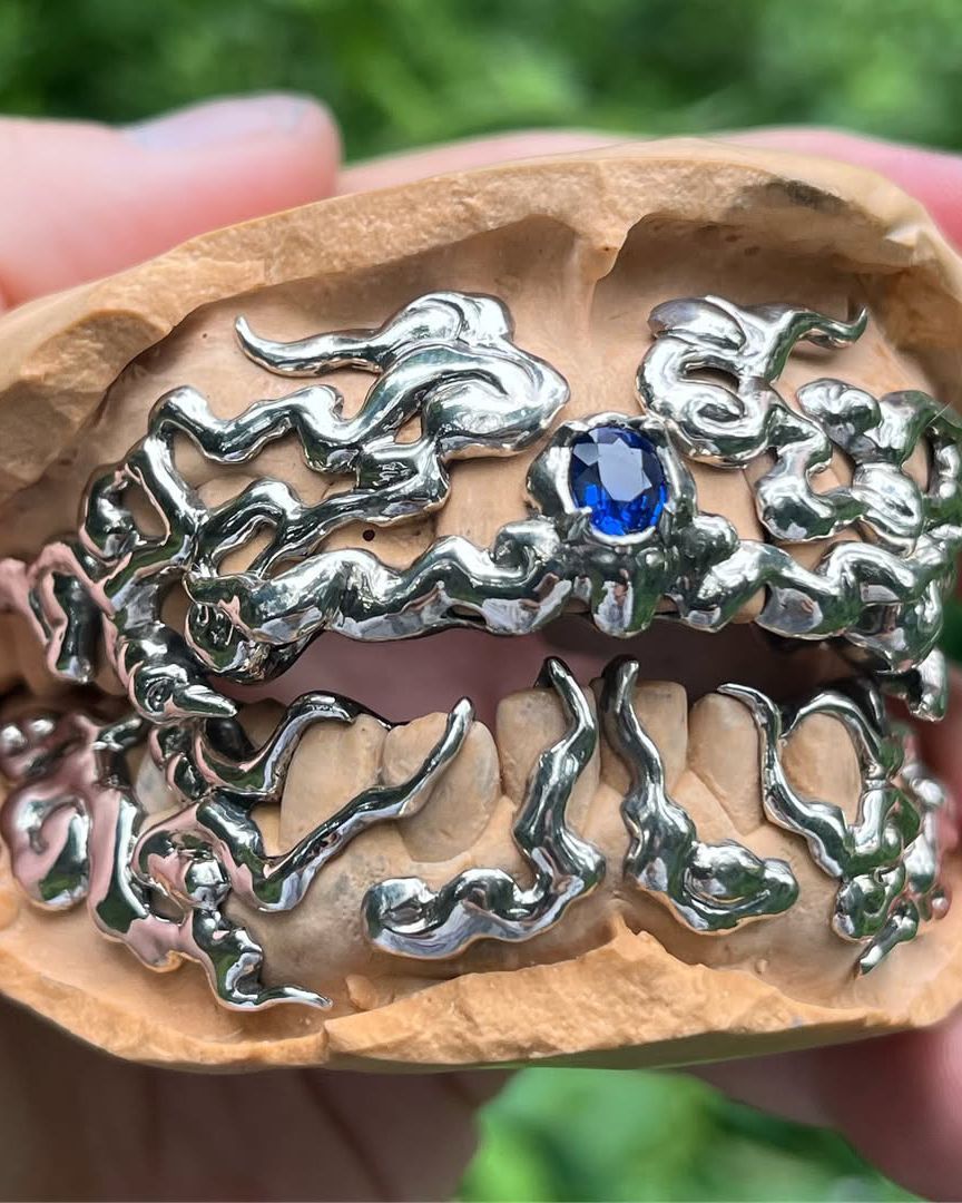 Sculptural Open Face with Sapphire